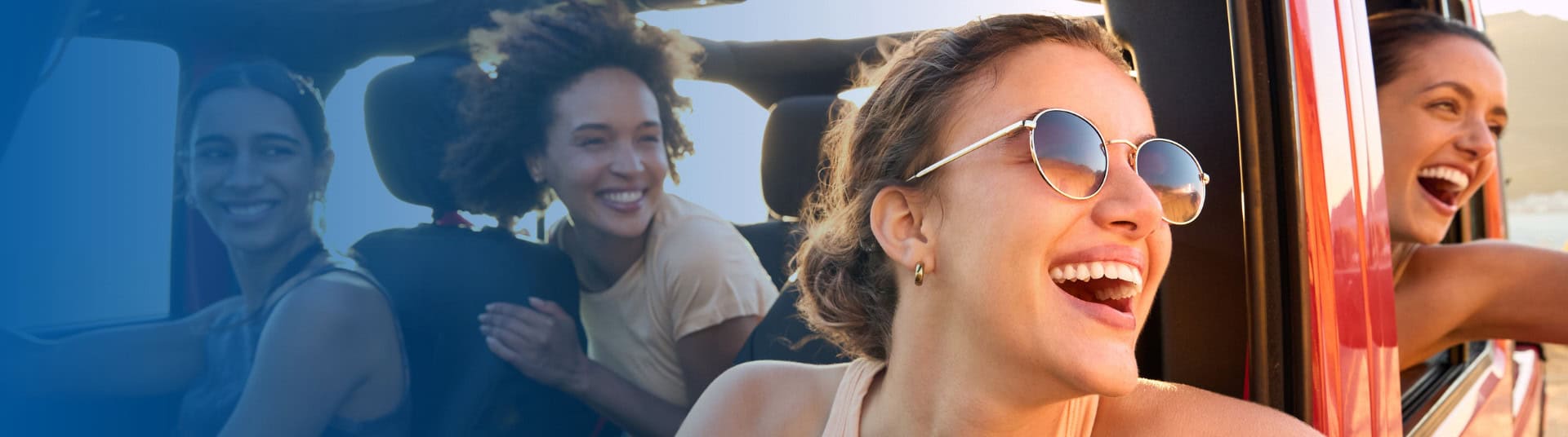 Group of friends on a road trip