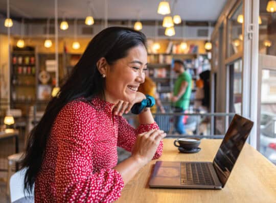 Woman checking her finances online