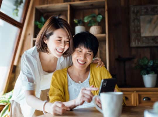 Couple checking their credit score
