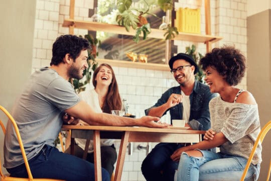 Friends having fun at a meetup
